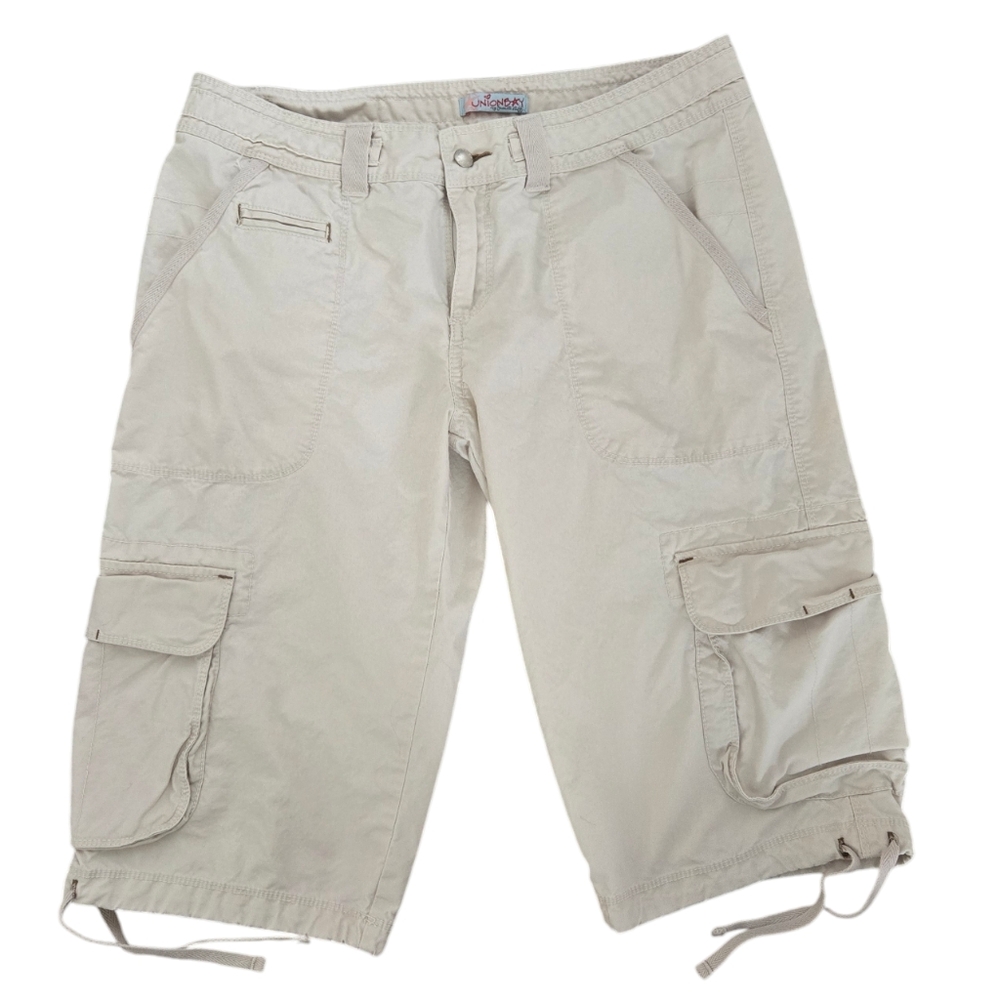 Vintage 1990s Y2K 00s Unionbay khaki beige long board shorts
